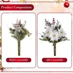 Künstlicher Weihnachtsstrauß, 30,5 cm, weiß, mattiert, Weihnachtssterne für Zuhause, Büro, Tischplatte, Innenbereich, Winterurlaub, Weihnachtsdekorationen