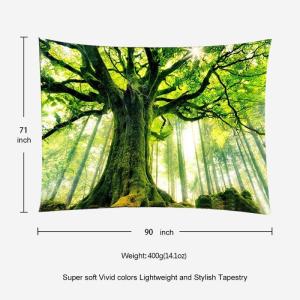 Bos Tapestry Natuur Boom Wand, Extra Groot Oversized Wandtapijt, Wandtapijt voor Slaapkamer Woonkamer Achtergrond, Indoor Outdoor Decoratie Woondecoratie (W90 x T71, Groen wandtapi