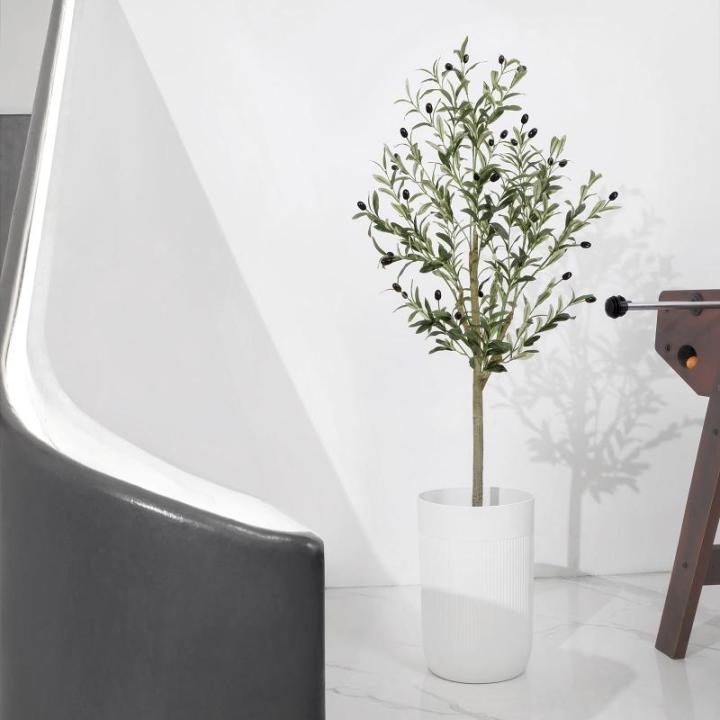 Kunstolijfboom, 120 cm, grote olijfboomplant, nep plastic planten in pot, kunstboom voor woonkamer, slaapkamer, kantoor, decoratie, tuin