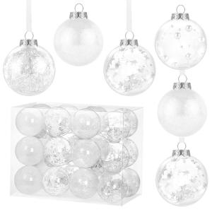 , wit, 24 stuks, kerstboomversiering, kerstdecoratie voor Kerstmis, feest