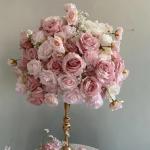 Rosa künstliche Blumen Ball Hochzeit Hintergrund Dekoration Tisch Centerpiece Blume Ball Lange Läufer Blume Reihe für Sofa Dekor Foto Requisiten (60cm/23.6in)