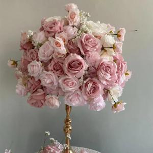 Rosa künstliche Blumen Ball Hochzeit Hintergrund Dekoration Tisch Centerpiece Blume Ball Lange Läufer Blume Reihe für Sofa Dekor Foto Requisiten (60cm/23.6in)