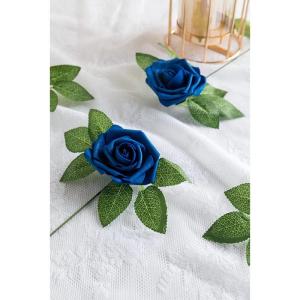 25 stks Echt uitziende Nep Rose Head, Faux Bloemen Realfor DIY Bruiloft Boeketten Centerpieces Arrangementen Party Home Decorations, Blauw
