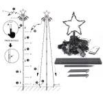 Kerstverlichting met ring en sterren, 10 slingers van 2,1 m, 450 leds, kerstboomlichtketting voor buiten, met afstandsbediening, 8 modi, dimbaar, warmwit, voor gazon en tuin