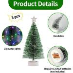 Weihnachtsbaum Klein mit Beleuchtung 3PCS Tisch Mini Weihnachtsbaum Geschmückt mit LED Lichterkette Tabletop Kleiner Weihnachtsbaum Mini Tannenbaum Künstlich Klein Weihnachtsdeko
