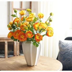Kunstblumen Künstlicher Blumenstrauß aus Sellerieblättern und Pfingstrosen aus Seide – Elegante Tischdekoration für Zuhause, Hotel und Hochzeit – lebensecht, pflegeleicht f