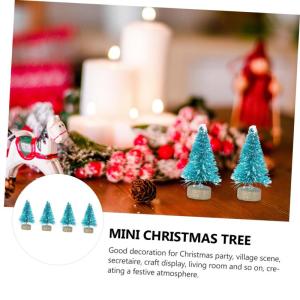 3 Sätze Mini-Weihnachtsbaum Mini-Kiefer Desktop-weihnachtsdekorationen Weihnachtsbaumdeko Weihnachtsbäume Geschmückt Künstlicher Christbaumschmuck Sisal-Seide Blue 24 Stück * 