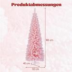Kunstkerstboom, potlood, 180 cm, dennenboom met sneeuw, kerstboom met 460 takken en inklapbare metalen standaard, slanke kunstboom, Kerstmis voor thuis, kantoor, roze
