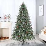 Weihnachtsbaum mit Tannenzapfen und Beeren, schneebedeckter künstlicher Weihnachtsbaum mit PVC-Zweigspitzen, einfache Montage mit Metallsockel für Zuhause, Büro, Partydekoration