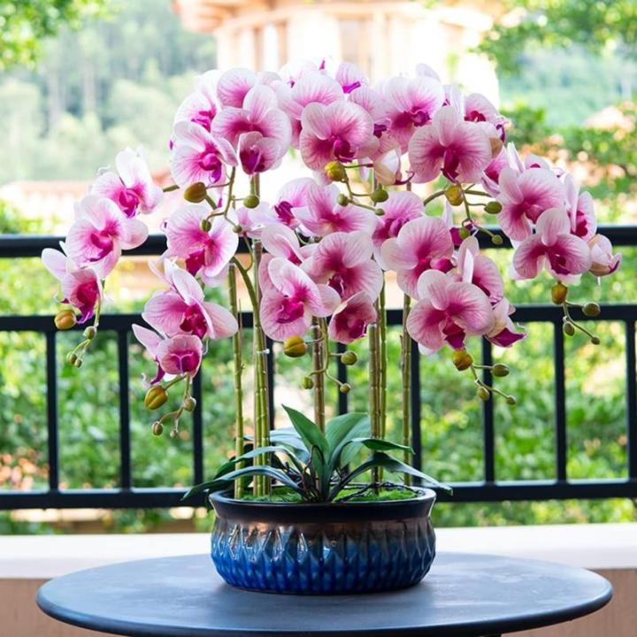 Kunstblumen Künstliche Blumen, Ochiden, Pflanzen, künstliche Orchidee im Topf, Phalaenopsis-Arrangement, Blumen, Pflanzen, Bonsai-Tischdekoration für jeden Anlass