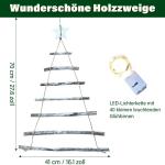 Houten ladder, dennenboom, houten boom, kerstdecoratie met kleine ledlichtjes, adventskalender, ophanging, verlichte houten ladder, kerstboom voor woondecoratie