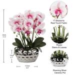 Künstliche Orchidee, 44 cm, rosa künstliche Blumen in Keramiktöpfen, fühlen sich echt an, Phalaenopsis, dekorative Kunstpflanzen für den Innenbereich für Zuhause, Küche, Bü