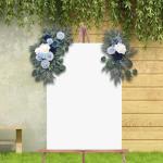 Bruiloftsboogbloemen, bloemenslingers voor bogen, woondecoratie, groene bladeren, kunstbloemenslingerset voor binnen, set van 2 voor recepties, blauw