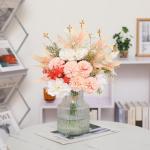 Kunstbloem zijden hortensia bloemstukken, witte bloem faux planten boeketten voor bruiloft decoraties, plastic bloemen tafel centerpieces voor thuis, tuin, kantoor decor (2, wit)