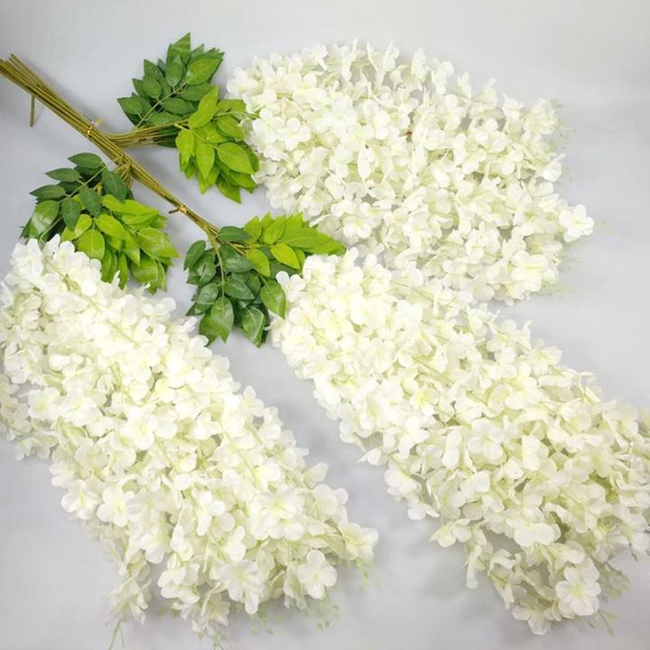 12 stengels nep Wisteria slinger opknoping bloem zijde bloem Wisteria Wijnstok decoratie voor outdoor indoor home keuken tuin huwelijksceremonie hotel party art decor (wit)