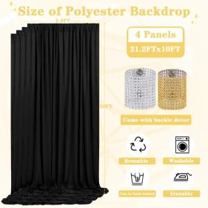Faltenfreier schwarzer Polyester-Hintergrund: 4 Paneele, Hintergrundvorhang, 1,6 x 3 m, Party-Stoffhintergrund für Halloween, Geburtstag, Junggesellenabschied, Mottoparty, Bühnen