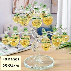 Mooie glaskristallen appels boom met 36 ​​​ stuks appels Fengshui handwerk Chirstmas boom hangende versiering huiswarming geschenken-meerkleurig_18 hangen 40 mm appel