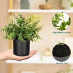 Set van 3 kleine planten in potten, , echte eucalyptus, mini-kunstrozemarijn, kunstmatige varenplant, sluierkruid, klein met potten, tafeldecoratie, thuis, balkon, kantoor decorati
