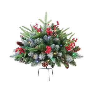 Weihnachts-Pflanzgefäß, beleuchteter künstlicher Urnenfüller, für den Innen- und Außenbereich, beleuchtete künstliche Kiefernbäume mit Ständer