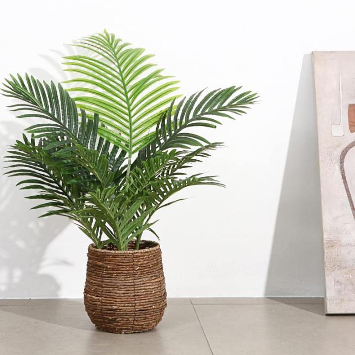 Kunstpflanzen Groß Areca Kunstpalme 90 cm im Topf Künstliche Pflanze Tropical Hawaii Grün Fake Plant für Schlafzimmer Büro Garten Hochzeit Party Deco (1 Stück)