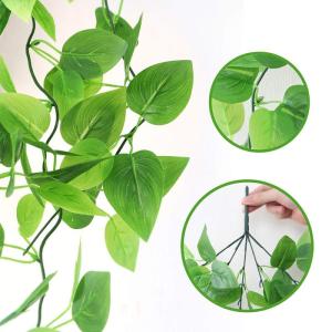 2 stuks kunstmatige hangende planten met manden, nep hangende klimop wijnstok muur opknoping planten groen voor huis tuin kamer bruiloft decoraties