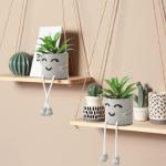 Kunstplant in pot, mini-kunstvetplanten, met hangende poten, emotioneel cement, potplant, faux decoratieve plant voor kantoor, woonkamer, tafeldecoratie, boekenkast, kerstdecoratie