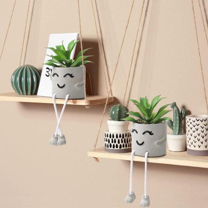 Kunstplant in pot, mini-kunstvetplanten, met hangende poten, emotioneel cement, potplant, faux decoratieve plant voor kantoor, woonkamer, tafeldecoratie, boekenkast, kerstdecoratie