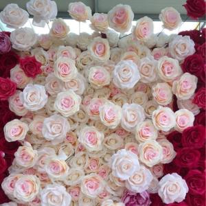 Wandpaneel Mit Künstlichen Hochzeitsblumen, Unterseite Aus Stoff, Weiß, Rot, Romantische Rose, Kunstseide, Floraler Hintergrund(2M*2M)