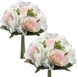 Kunstbloemen kunstboeket kunstplant bloemstukken set van 2 hortensia rozenboeket hoogte 30 cm decoratieve plant voor arrangementen feestdag tafel of bruiloft