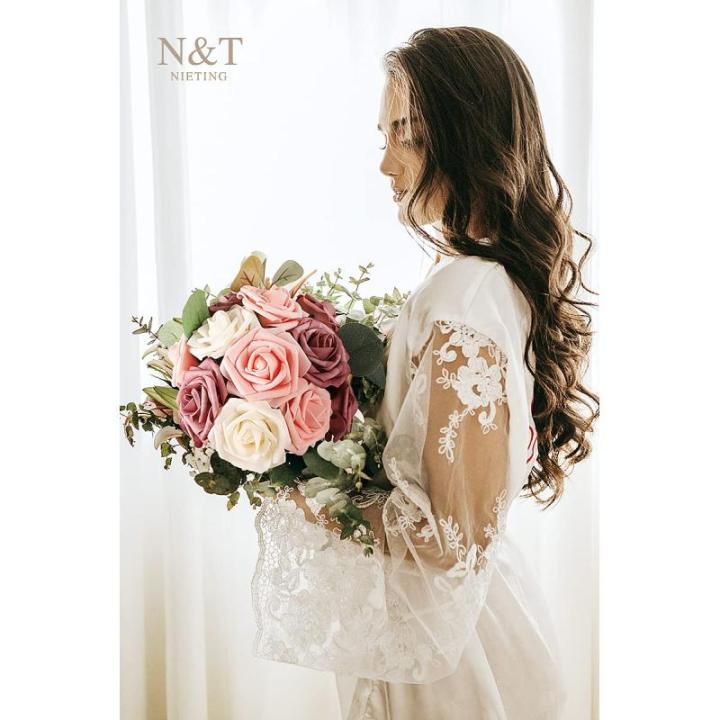 Kunstbloemen, rozen, 25 stuks, echt touch, rozenbloemen met steel, voor doe-het-zelf bruiloftsboeketten, bruidsdouche, tafelopzetstukken, bloemstukken, feesttafels, woondecoraties,