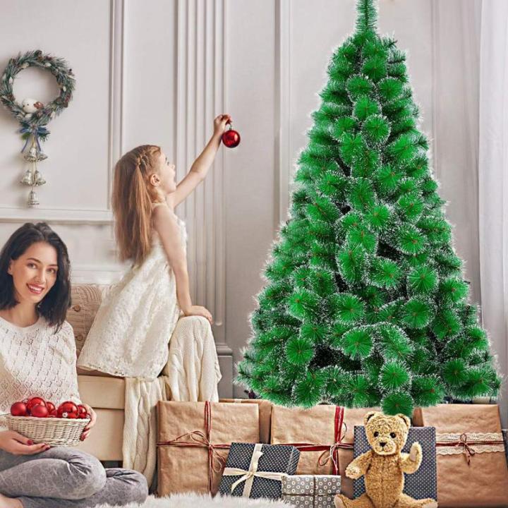 Kunstkerstboom, 150 cm, groene dennennaalden met sneeuweffect, kerstboom met 150 takken, snel op te bouwen klapsysteem, metalen standaard, kerstdecoratie