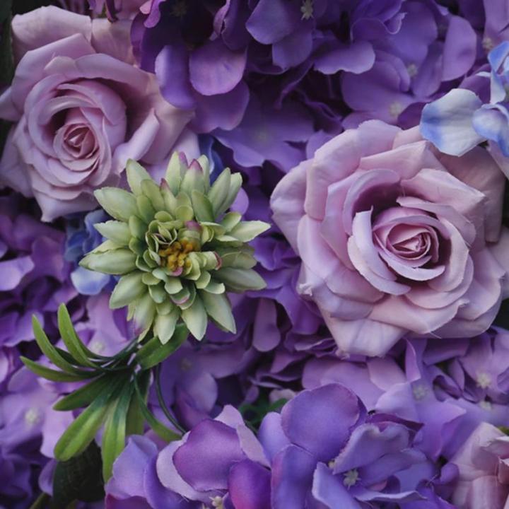 Lila Stoff Hintergrund Blumenwand Simulation Blumenhintergrundwand, Künstliche Wand Blumen Hintergrund 3D Seide Hortensien Blumen Panel Für Foto Hintergrund Home Party Hochzeit H