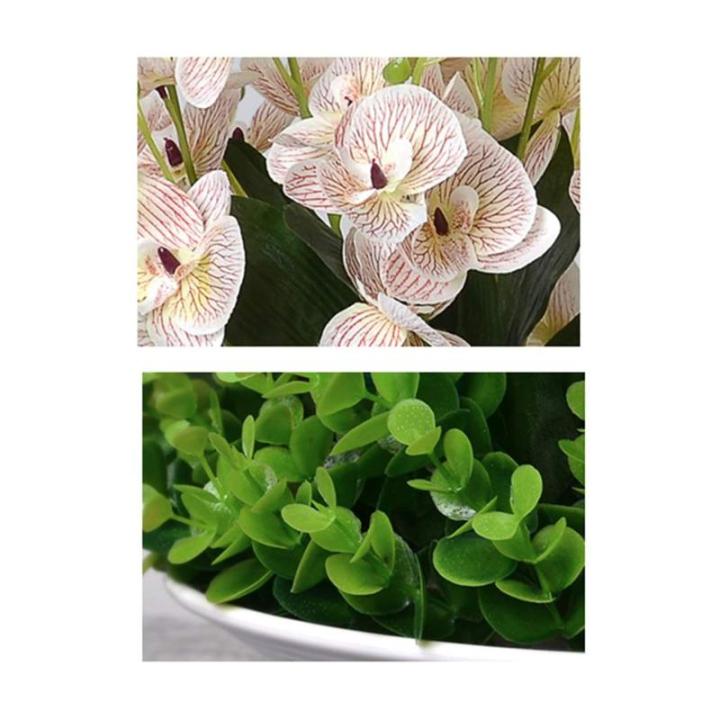 Kunstblumen Künstliche Blumen, künstliche Orchideen-Dekoration – Seidenstoff-Orchideen-Topf-Arrangement mit echtem Touch, Bonsai für Zuhause/Büro für jeden Anlass