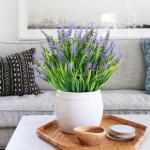 voor buiten, 10 stuks namaapgras met bloemen, uv-bestendig, herfstplanten, balkonplanten voor binnen en buiten, tuin, raam, bruiloft, tafel, woondecoratie (paars)