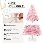 150 cm kerstboom bevlokt roze met volle vlokken decoratie met sneeuwvlokken, 600 takjes, dennenbladeren van pvc en stabiele basis, kerstboom voor kerstdecoraties