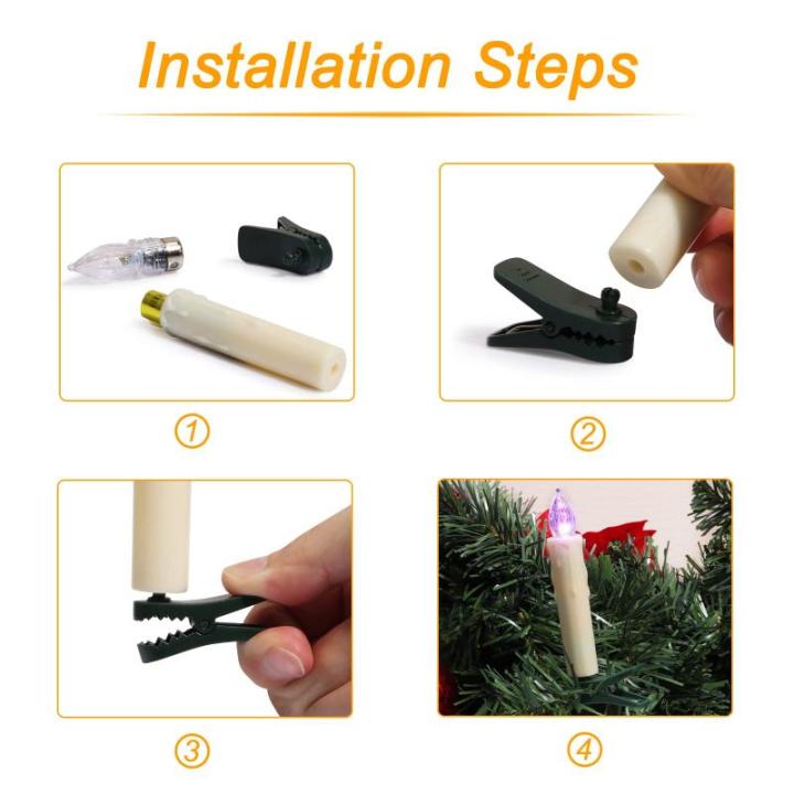 20 Led-kerstboomkaarsen, draadloos, met afstandsbediening, timer, flikkerend, kleurrijk en warm wit, kerstverlichting, voor binnen en buiten, waterdicht, kerstdecoratie, lichtketti