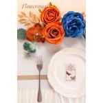 Künstliche Blumen Combo Königsblaue Blumen Mix Seidenblumen Orchideen Rosen mit Stielen für DIY Hochzeit Brautsträuße Babyparty Blumenarrangement Tischaufsätze Heimdekoration