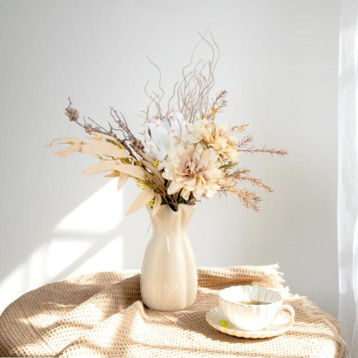 als echt groot boeket, wit, dahlia, bamboebladeren, keizerbloem met stelen, bloemstukken, bruiloft, boeket voor doe-het-zelf thuis, tuin, bruiloft, festival, decoratie