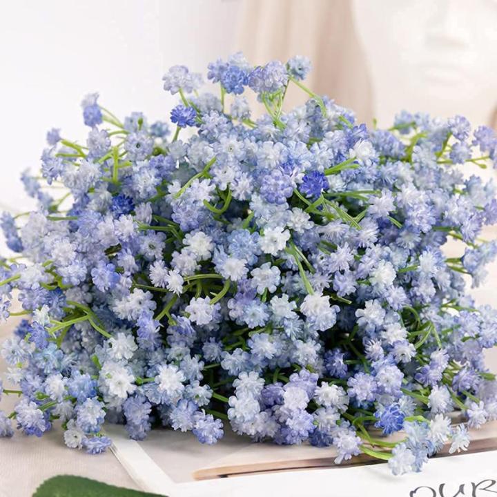 Gypsophila , 10 stuks, Gypsophila , sluierkruid, namaakbloemen, boeketten voor bruiloft, bruid, feest, woondecoratie (blauw)
