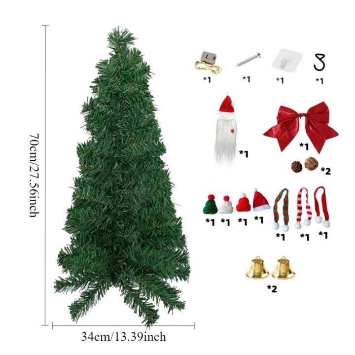 Weihnachtsbaum, Weihnachtsbaum-Wanddekoration, 70 x 34 cm, Mini Kleiner künstlicher weihnachtsbäume Geschmückt künstlich Tisch Tannenbaum Geschmückter Christmas Tree Christbau