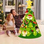 Driedimensionale doe-het-zelf vilten kerstboom kinderset, 75 cm, kerstboom met verlichting, kerstknutselen voor kinderen, met 26 afneembare ornamenten, kerstdecoratie voor kinderen