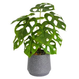 Kunstgroene plant in pot, kunstmatige vetplanten, planten in pot, 32 cm, grote groene kunstmatige plant, groen blad voor thuis, bureau, woonkamer, decoratie