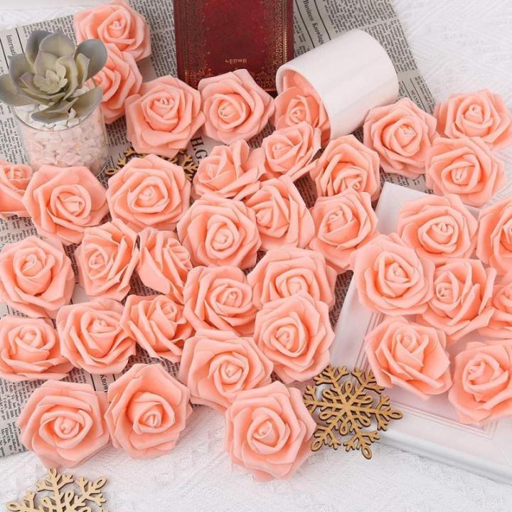 Kunstrozen, kunstrozen, schuim, rozen, bloemen, hoofd voor doe-het-zelf, bruiloft, bruid, boeketten, tafellay-outs, feest, thuis, decoraties (roze)