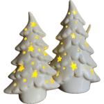 Kerstdecoratie LED deco LED spar wit in set van 2