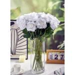 12 stuks Kunstmatige Rozen, 53cm Kunstrozen Enkele Lange Steel , Realistische voor Bruiloftsboeket, Thuis Tuin Woonkamer Hotel Kantoor Decoratie (Wit-G)