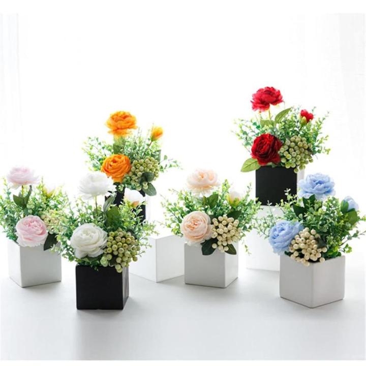 Kunstblumen Künstliche Blumen, Pflanzen im Topf, gefälschte Blumenornamente für die Heimdekoration, simulierte Blumen für Zuhause/Schlafzimmer/Büro für jeden Anlass