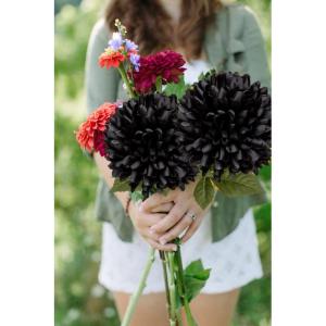 16 cm grote kunstbloemen hortensia met 65 cm lange steel, 4 stuks zwarte kunstmatige hortensia-bloemen, kunststof bloemen, hortensia voor bruiloftsdecoratie, woondecoratie, kantoor
