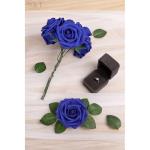Kunstbloemen, rozen, 25 stuks, kunstrozen met steel, voor doe-het-zelf bruiloft, boeketten, bruid, babyshower, feest, woondecoratie, donkerblauw
