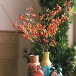 4 Stück künstliche Beerenzweige mit langem Stiel, 60 cm orangefarbene Beerenstiele, künstlicher Beerenstrauß für Tischdekoration, Vase, Zuhause, Weihnachtsdekoration, 27.5 Inc
