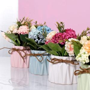 2 stuks , , boeket met vaas, kunstplant in pot, , hortensia van zijde, voor bruiloft, kantoor, tafel, tuin